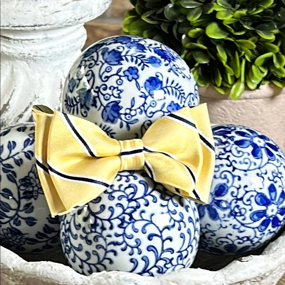 The Children’s Place Boys Yellow Bow Tie with Blue & White Stripes